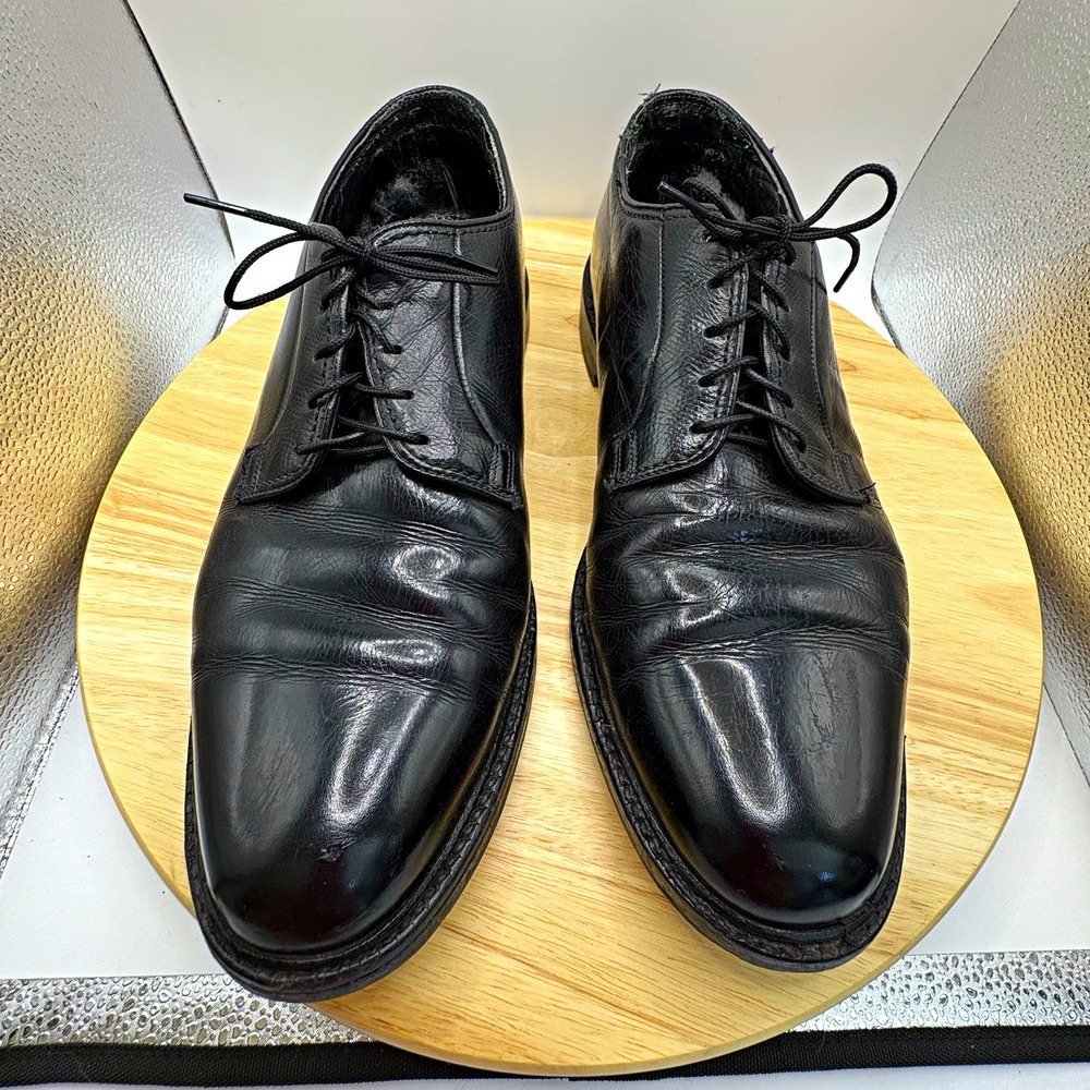 Vtg Royal Imperial by Florsheim 96614 Black Plain Toe Blucher PTB 11 D V-Cleat